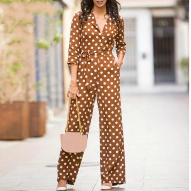 Popvcly Women Sweet Dot Printed Romper Lace Loose V Neck Long Sleeves Slim High Waist Wide Leg Jumpsuit Brown Xl Walmart Com Walmart Com Popvcly Women Sweet Dot Printed Romper Lace Loose V Neck Long Sleeves Slim High Waist Wide Leg Jumpsuit Brown Xl Walmart Com Walmart Com