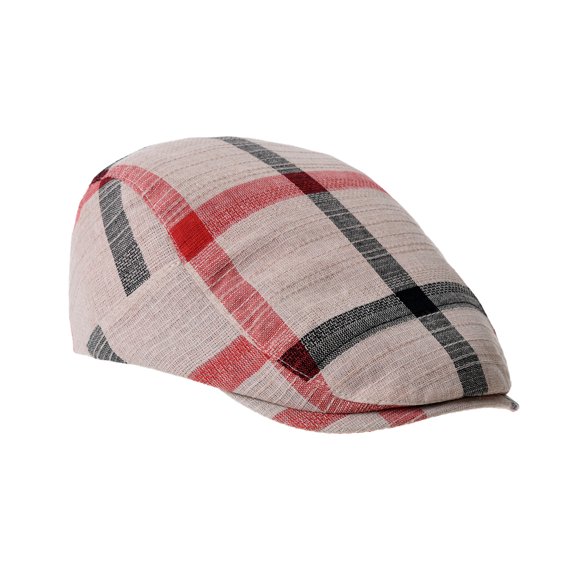 WITHMOONS Cotton Plaid Newsboy Flat Cap Ivy Cabbie Gatsby Hat YZ30099 (Beige)