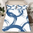 thumbnail image 2 of Homewish Graffiti Geometric Twin Sheet Sets,Stripe Line Circle Twin Fitted Sheet,Blue White Flat Sheet For Boys Kids,Luxury Bedroom Decor,3-Piece, 2 of 7