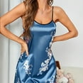 thumbnail image 7 of Sakmal Silky Moomoos for Women Sleep Short Soft Blue Nightwear Floral Sleeveless Chemises for Women, 7 of 7