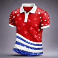thumbnail image 2 of XINPING 250th Anniversary USA Shirt Patriotic Star And Stripe Print Polo Shirt for Men, Short Sleeve Collared Golf Top, Independence Day Design with Multi Color Options, 2 of 4
