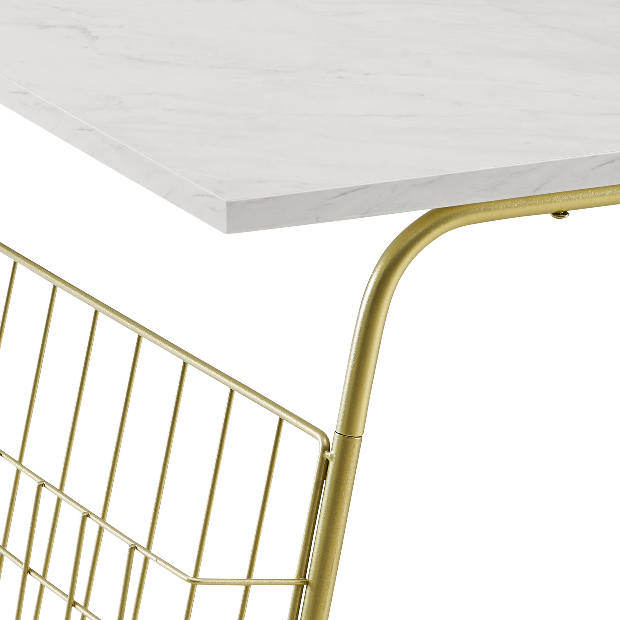 Modern Faux Marble Coffee Table with Magazine Holder by Manor Park
