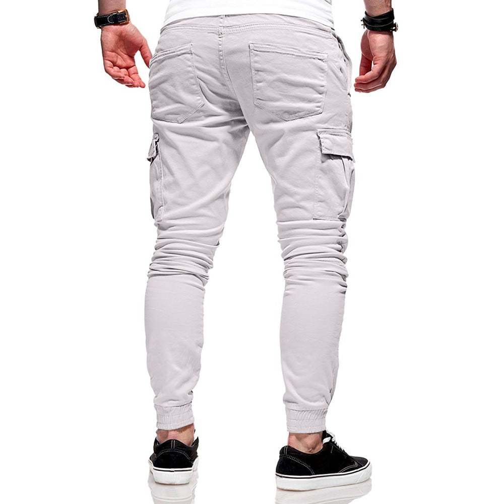 Yomiafy Mens Casual Fashion Sweatpants Stickers Pocket Elastic Drawstring Pants 