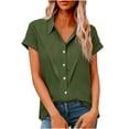 thumbnail image 2 of Yotami Short Sleeve Tops for Women Loose Summer Button Down Shirts Plus Size Solid Work Casual Blouses, S-XXXXXL, 2 of 5