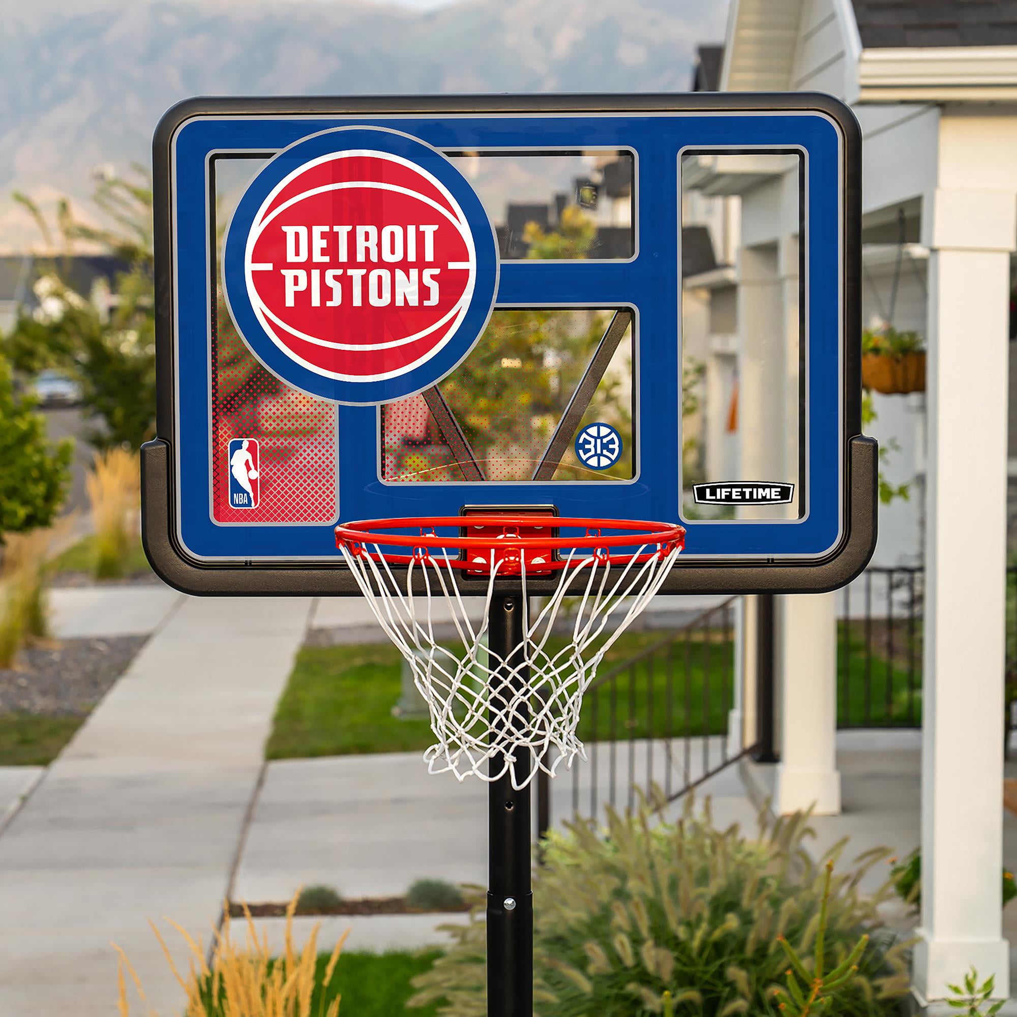 Lifetime NBA Detroit Pistons 44" Portable Basketball Hoop with Wheels - 7.5 to 10 Ft Adjustable Height