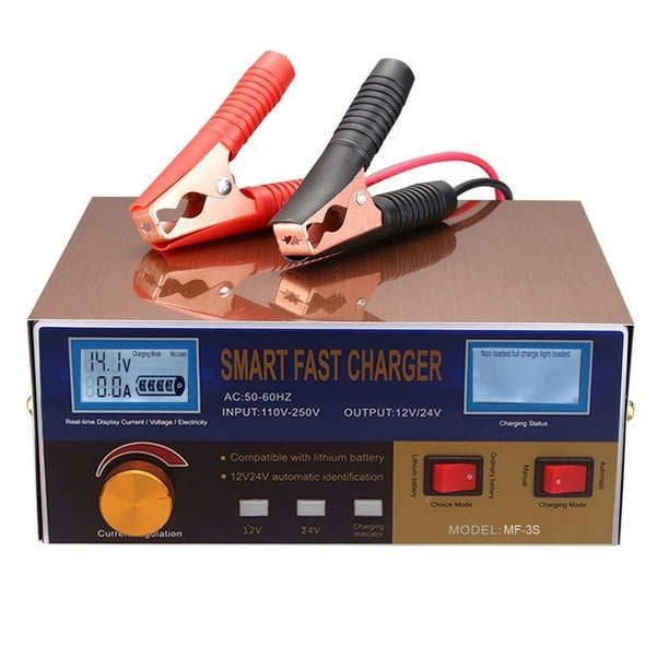 Cargador de Batería Automático Inteligente 12V / 24V Cargador de Batería Reacondicionador R Tomshoo Dispositivo de carga