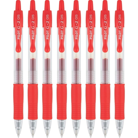Pilot, G2 Premium Gel Roller Pens, Extra Fine Point 0.5 mm, Pack of 8, Red