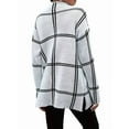 thumbnail image 4 of Checkered Knit Sweater for Women Fall Winter Casual Mock Neck Pullover Striped Sweaters Color Block Tops White S, 4 of 9