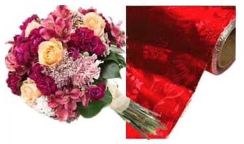 Red Floral Foil: Embossed, 20 inches x 30 feet