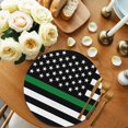 thumbnail image 2 of Thin Green White Line Round Placemats Set of 2 for Dinning Tables,Heat-proof Braided Table Mats 13 Inch,American Flag Star Washable Place Mat for Kitchen Restaurant Party Decor Supplies Table Setting, 2 of 9