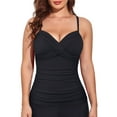 thumbnail image 3 of Hilor Womens Underwire Tankini Top Swimwear Twist V Neck Swimsuits Tummy Control Crossback Bathing Suits Top Only, 3 of 7