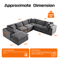 thumbnail image 3 of 138" Oversized Modular Sectional Sofa with Movable Ottoman, 7 Seater Corduroy Boneless Cloud Couch for Living Room, No Assembly Required, Dark Gray, 3 of 9
