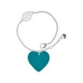 thumbnail image 2 of Delight Jewelry Acrylic 1" Teal Heart - Silvertone Leaf Delicate Bracelet, 6.25+1.75", 2 of 4