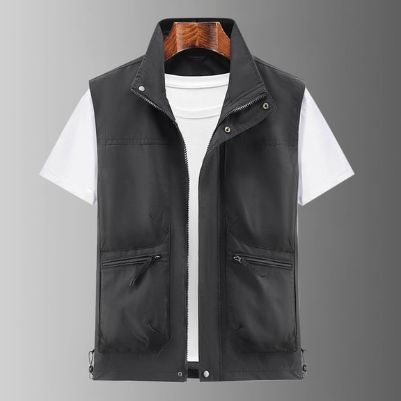 Pejock Men's Lightweight Sleeveless Jacket for Outdoor Sports and Casual Wear, Multi-Pocket Hoodless Vest in Polyester Fabric - Ideal for Mountaineering, Tooling, and Daily Adventures