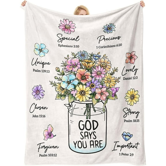 Christian Gifts for Women, Christian Blanket with Flowers, Inspiration Gifts for Women, Encouragement Religious Gifts, Faith Birthday Blanket for Women, Mothers Day Christmas Easter, Nourishing Soul