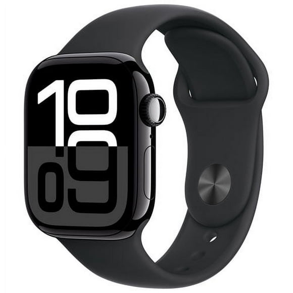 Refurbished (Good) - Apple Watch Series 10 (GPS) 42mm Jet Black Aluminum Case with Black Sport Band - Medium/Large