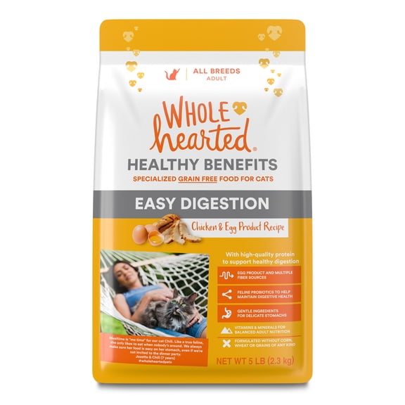 WholeHearted Healthy Digestion Chicken and Egg Product Recipe Dry Cat Food 5 lbs.