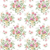 Seabrook Designs Watermelon & Buttercup Floral Bouquet Prepasted Wallpaper