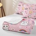 thumbnail image 4 of Erosebridal Kawaii Cat Rainbow Twin Quilt Set,Multicolor Kitten Floral Cloud Twin Coverlet Set For Girls,2 Pieces, 4 of 7