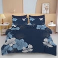 thumbnail image 6 of Floral Comforter Set King 7 Pieces Bed in a Bag Blue Floral Pattern Printed on Navy Soft Microfiber Bedding Set Lightweight Bed Comforter Set for All Season, 6 of 6