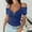 Blue, variant on Ichuanyi Fashion Women Casual Loose Soild V-Neck Zipper Sexy Short Sleeve T-Shirt Blouse