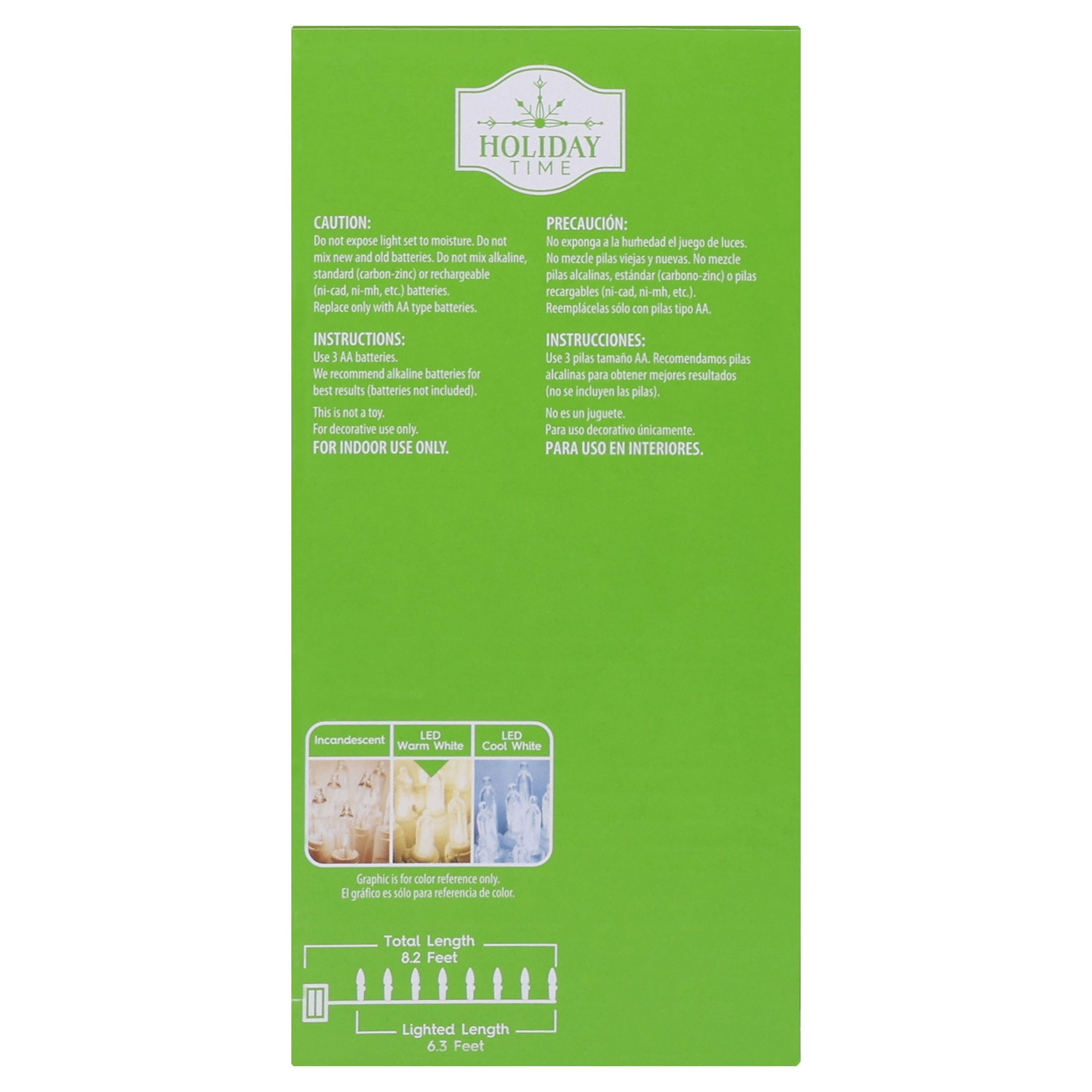 Indoor 20-Count Battery-Operated LED Diamond-Cut C3 Christmas String Lights, Warm White, Green Wire, 6.33', by Holiday Time