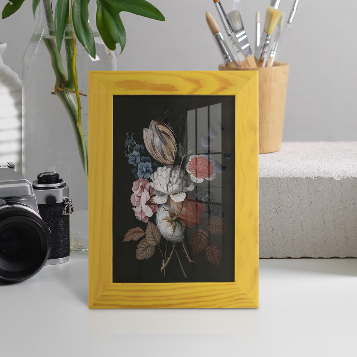 Dramatic Bouquet I -Framed Print w/glass-Sunflower Yellow