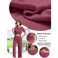 thumbnail image 5 of Ekouaer Lounge Sets for Women 2 Piece Matching Travel Outfits 2026 Loose Short Sleeve Top Wide Leg Pants Pockets, 5 of 6