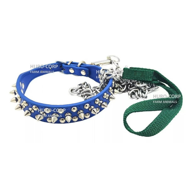Collar Perro Con Picos De Metal Raza Mediana Con Cadena 1.2m