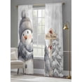 thumbnail image 3 of Grey Christmas Sheer Curtains 108 inches Long 2 Panels Set Snow Hat Snowman Merry Christmas Tiers Sheers Rod Pocket Small Window Short Curtains for Kitchen Cafe, Each 52" W x 108" L, 3 of 7