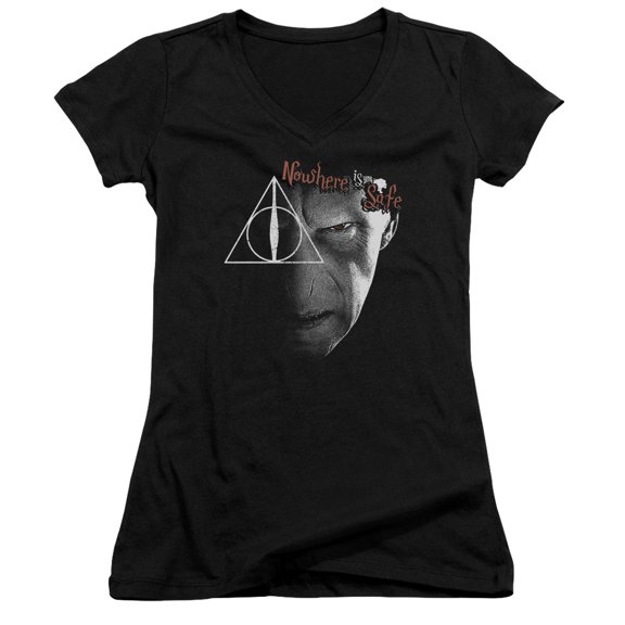 Harry Potter/nowhere Is Safe-junior V-neck-black-sm