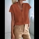 thumbnail image 4 of Camisetas Sin Mangas de Verano Informales con Cuello en V y Volantes para Mujer Rojo M, 4 of 8