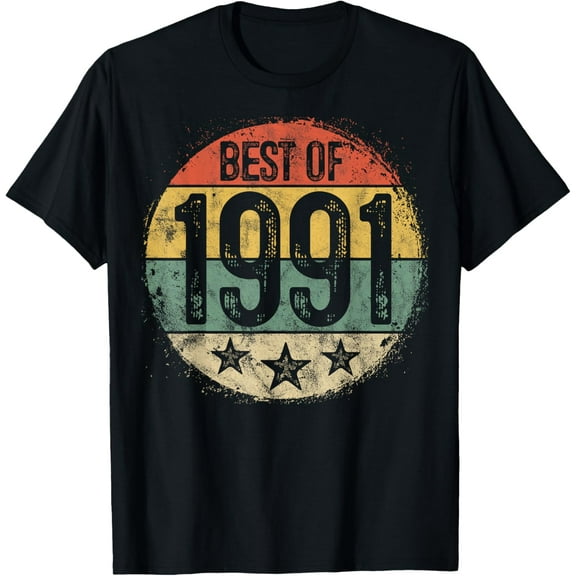 Best Of 1991 34th Birthday Gifts For Men Women 34 Year Old T-Shirt