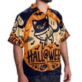 thumbnail image 2 of Halloween Font Men's Casual Printed Poplin Short Sleeve Button Down Beach Shirt with Spread Collar Top, 2 of 6