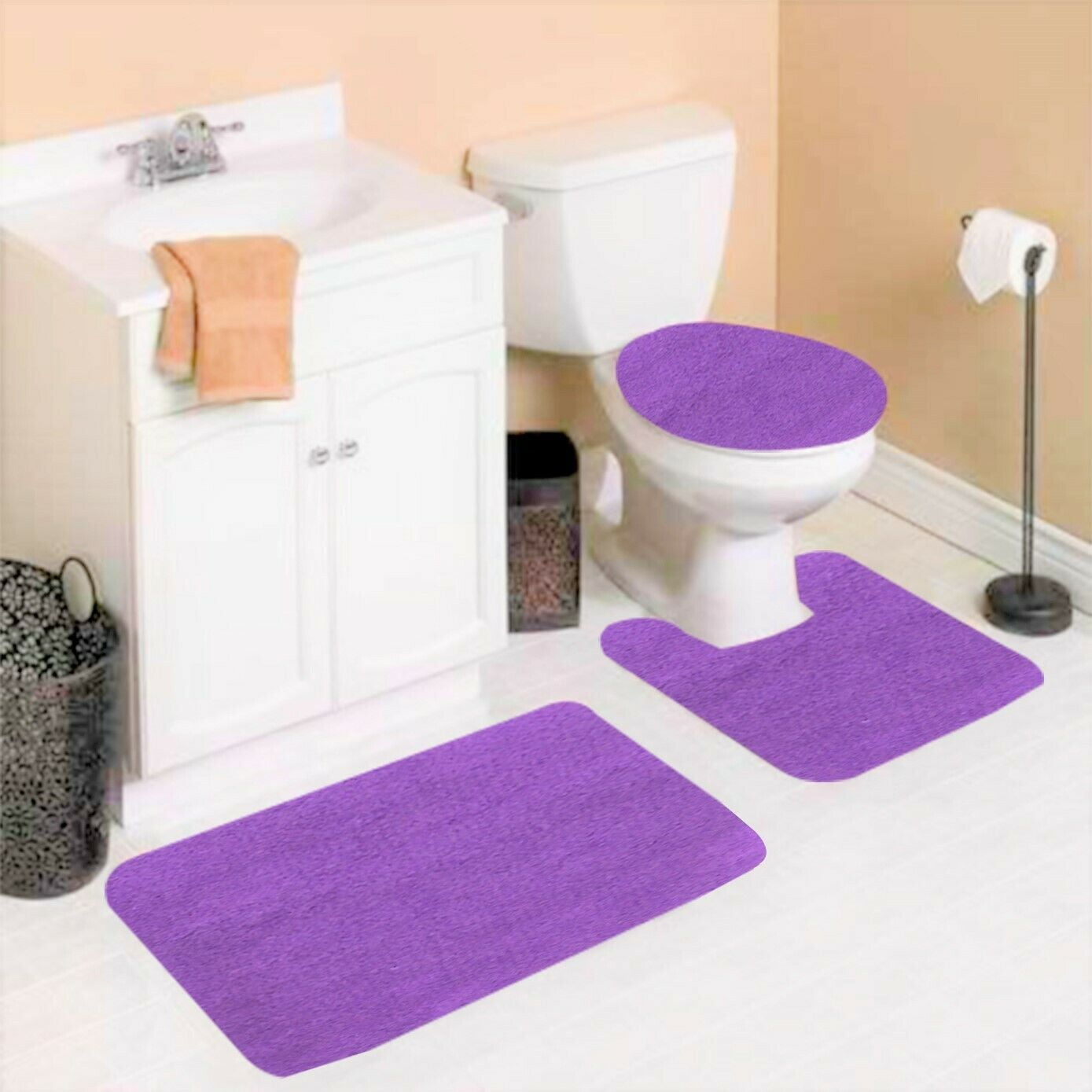 NEW 3PC BATHROOM SET 1 BATH RUG 1 CONTOUR MAT 1 TOILET LID COVER #6 SAGE GREEN