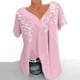 thumbnail image 3 of Blusas de Manga Corta para las Mujeres con Cuello en V Impreso Suéter Casual Top, Blusas para las Mujeres Casual, 3 of 4
