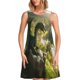 thumbnail image 1 of Easygdp Deep Forest Stone Green Dragon para Vestido Transpirable de Mujer, Vestido Suelto de Manga Corta con Pliegues y Bolsillos para el Verano, 1 of 7