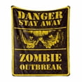 thumbnail image 1 of Zombie Soft Flannel Fleece Throw Blanket, Danger Stay Away Outbreak Message Monster Warning Sign Graphic Design, Cozy Plush for Indoor and Outdoor Use, 50" x 70", Chestnut Brown Yellow, by Ambesonne, 1 of 6