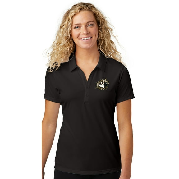 Womens Crashing Bowling Pins Moisture-Wicking Polo Shirt, 4XL Black