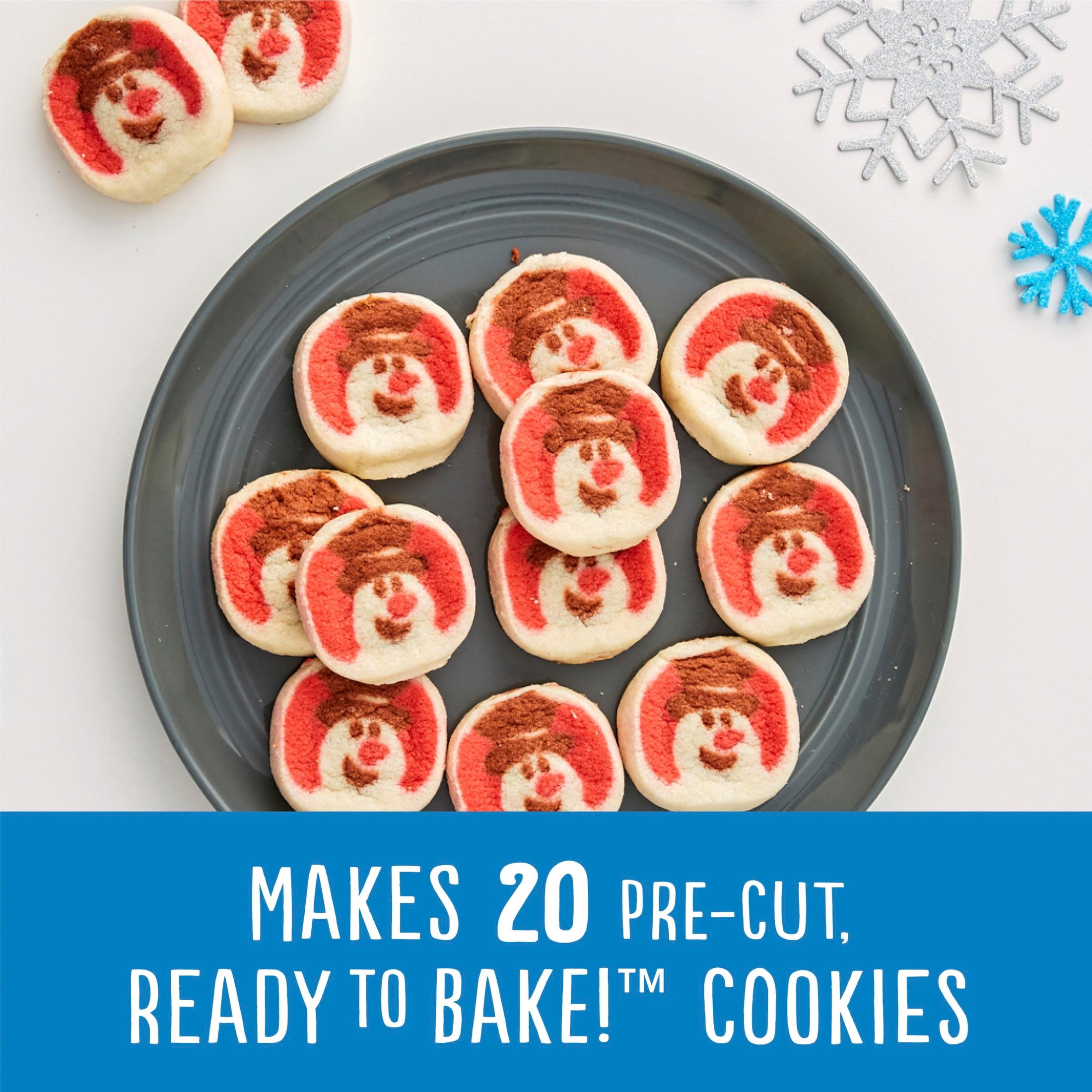 Pillsbury Ready to Bake! Snowman Shape Sugar Cookie Dough, 20 Cookies, 9.1 oz