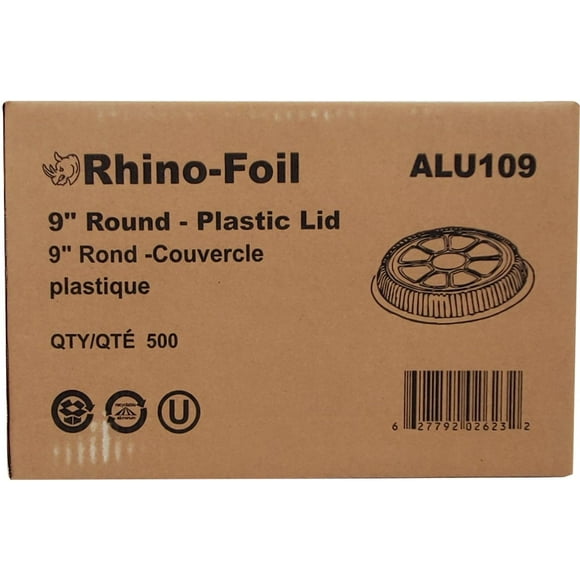 Rhino-Foil - 9 inches Round - Plastic Dome Lid - Pack of 500 - Durable, Clear, Versatile (500ct