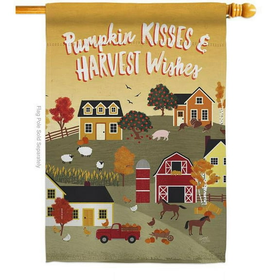 Breeze Decor H113098-BO Harvest Village House Flag Fall & Autumn 28 x 40 in. Double-Sided Decorative Vertical Flags for Decoration Banner Garden Yard Gift