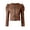 Brown, variant on Women's Casual Zip Up Puff Long Sleeve Cropped Jacket