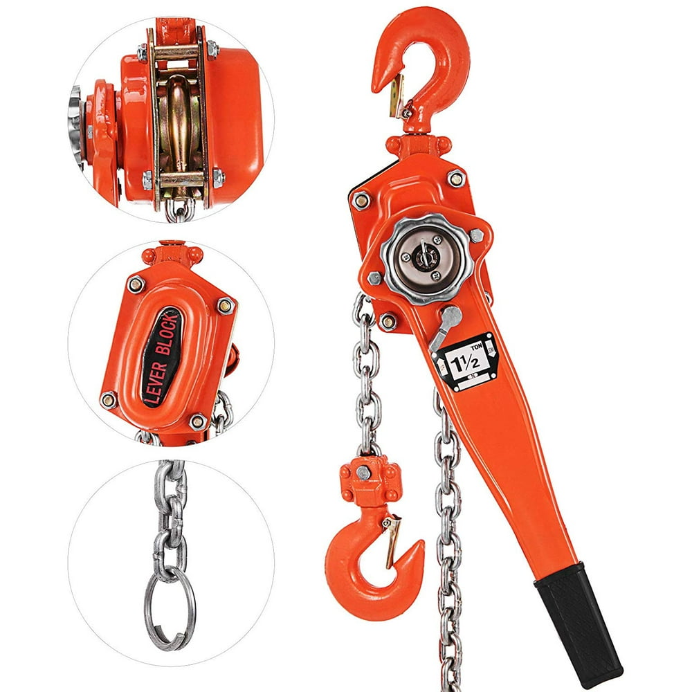 VEVOR 1.5T 3000LBS Ratchet Block Manual Lever Hoist Come Along Chain