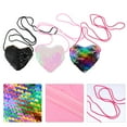 thumbnail image 2 of MasteelfCA 3Pcs Trendy Heart Shape Purses Sequin Wallets Practical Coin Purses with Lanyard, 2 of 7