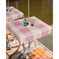 thumbnail image 2 of nqOlkjepod Pink Farmhouse Outdoor Tablecloth with Umbrella Hole & Zipper, Buffalo Plaid Check Lattice Geometric Square Table Cover 54x54 Inch, Dining Waterproof Table Cloth Protector for Patio/Party, 2 of 7