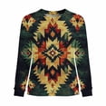 thumbnail image 2 of TaTaai Ladies Retro Western Print Round Neck Long Sleeve Sweatshirt Fashion Casual Regular Shoulder Loose Top Soft for Daily Party Work Vacation Gift, 2 of 4