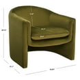thumbnail image 3 of SAFAVIEH Couture Laylette Collection Modern Wood Fabric Foam Metal Solid Print Accent Chair, Olive Green, 3 of 13