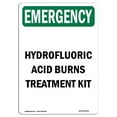 thumbnail image 1 of SignMission OS-EM-A-1824-V-10456 18 x 24 in. OSHA Emergency Sign - Hydrofluoric Acid Burns Treatment Kit, 1 of 1