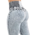 thumbnail image 6 of Moda Xpress Women's Juniors Butt Lifting Spandex Waist Acid Wash Skinny Jeans 10145M, 6 of 7